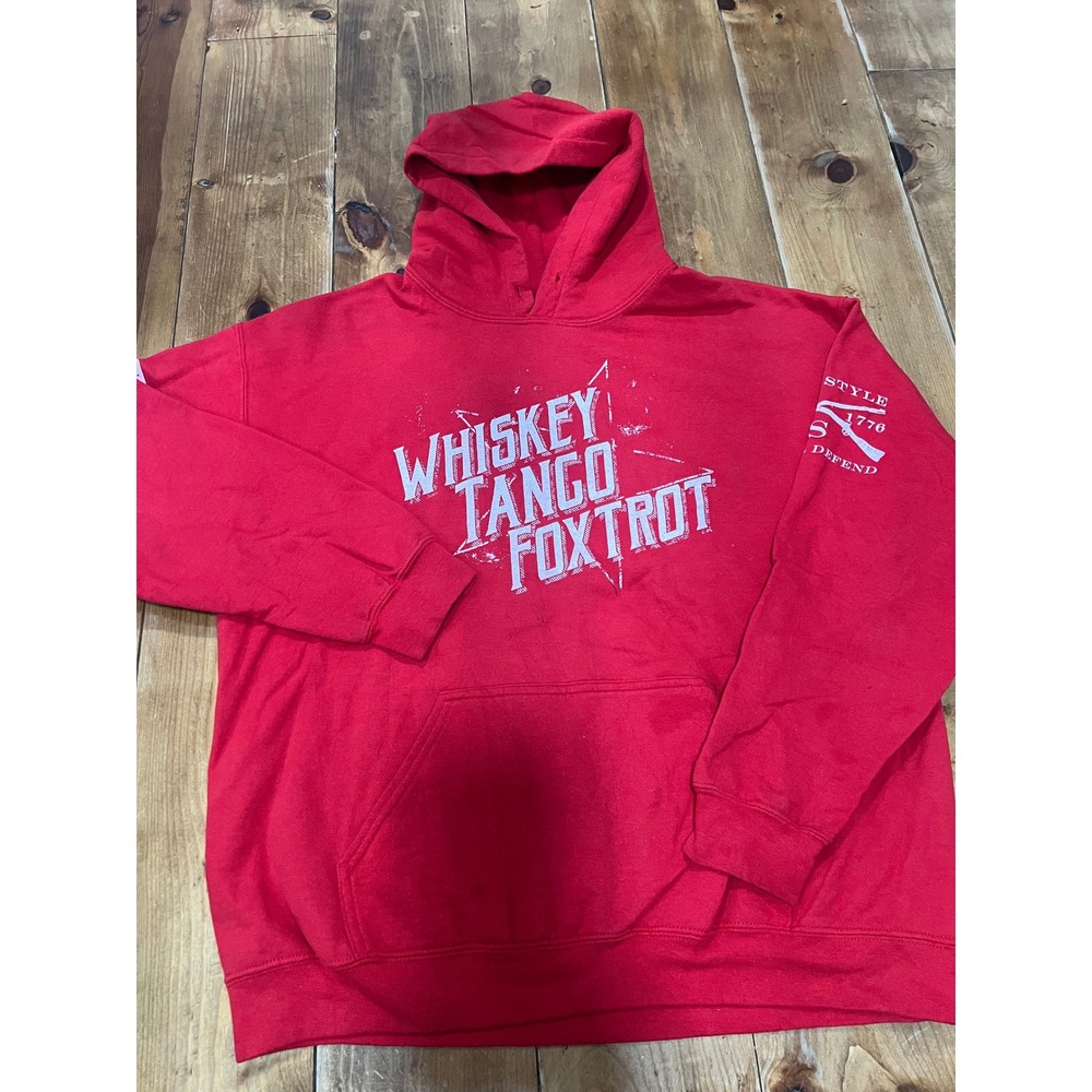 Grunt Style Whiskey Tango Foxtrot Red Hoodie Mens Large Graphic Sweatshirt L